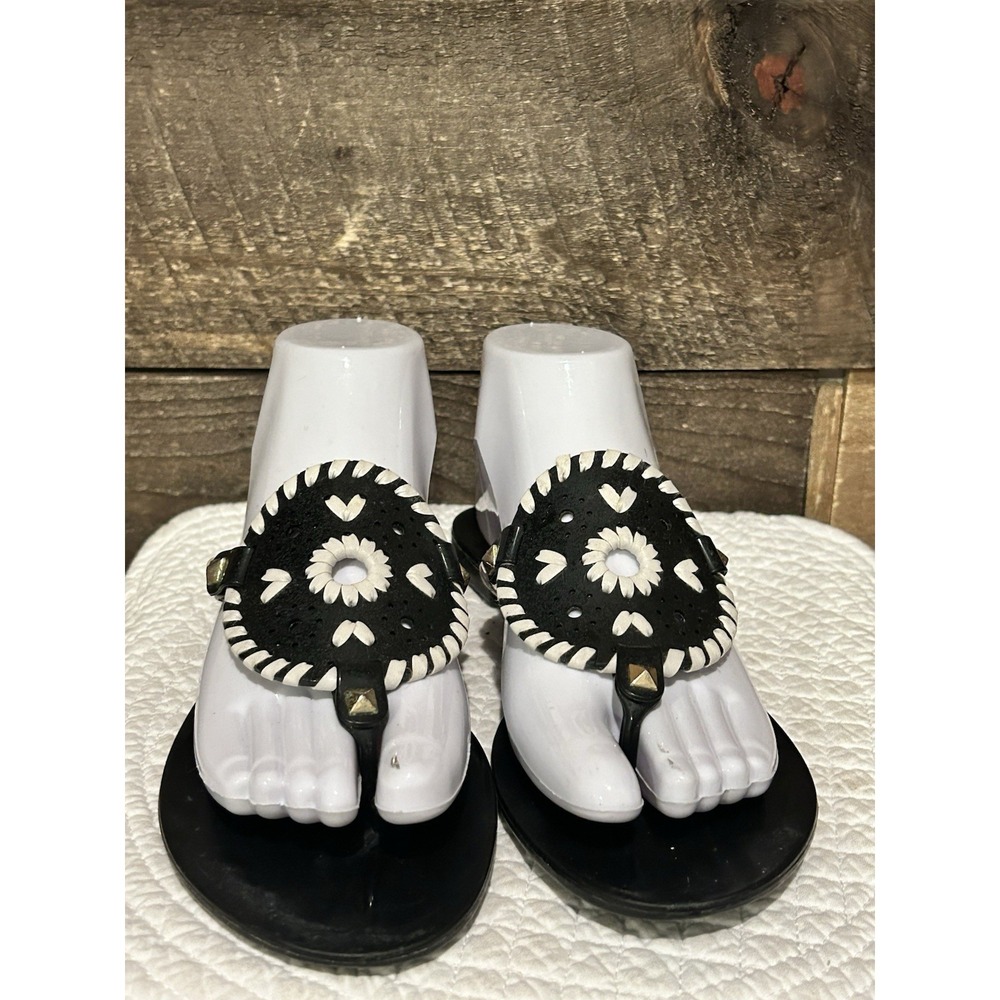Jack Rogers Women's Size 6 Black/White Georgica Jelly Rubber Flip Flops Sandals